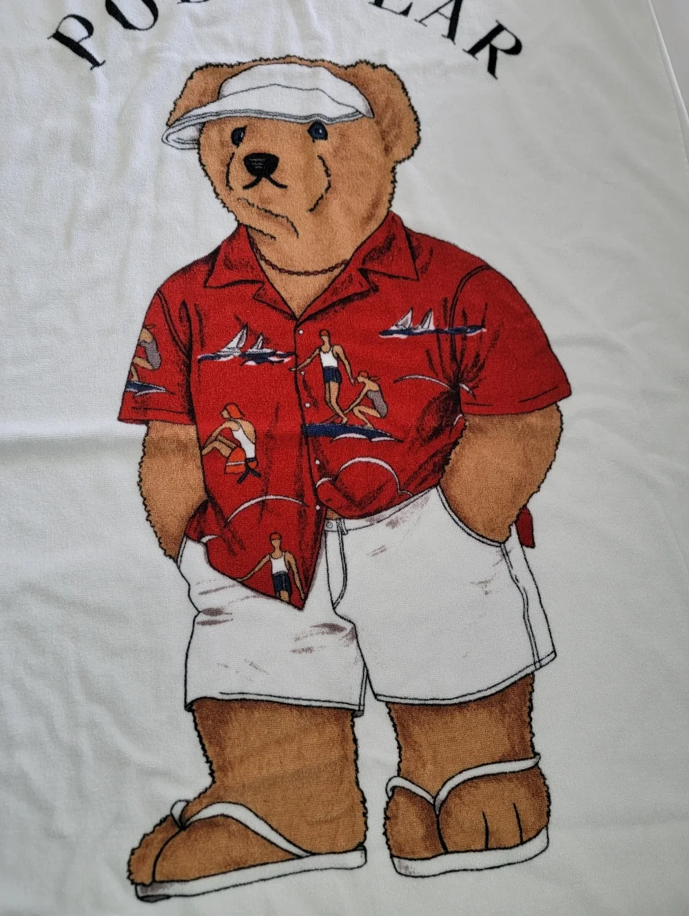 Ralph Lauren White Polo Bear Graphic Extra Large Towel